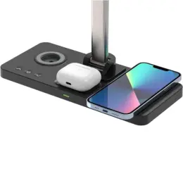 Veles @memorii 3-in-1 Wireless Charger with Desk Lamp Black Close Up